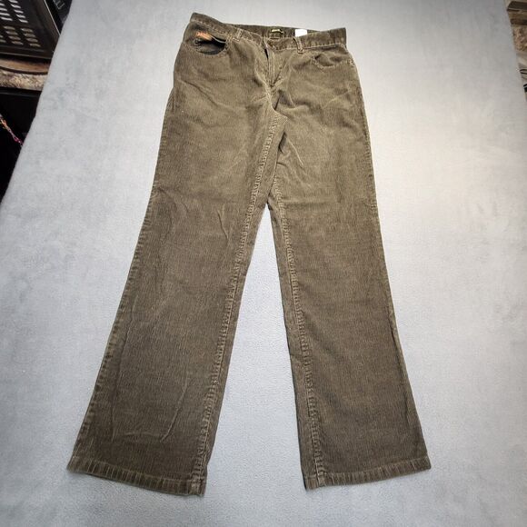 Eddie Bauer Pants Womens 10P Brown Boot Cut Corduroy Stretch Distressed - Picture 1 of 10